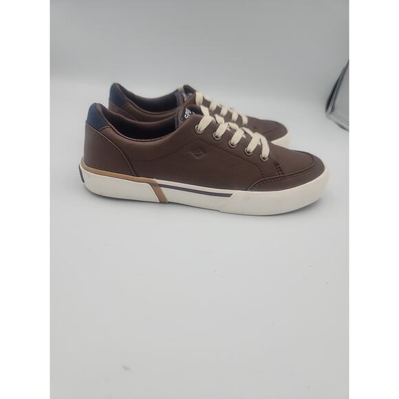 Boy's Sperry Faux Leather‎ Harbor Tide Brown Sneakers Shoes Size 2M - Picture 4 of 7